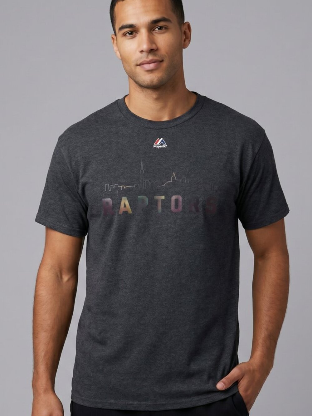 NWT | Majestic Toronto Raptors Skyline Graphic T-Shirt | Iridescent | XL